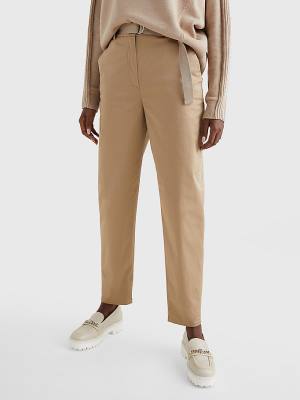 Ženske Tommy Hilfiger Belted Waist Tapered Leg Chinos Pantalone Bež | TH295RBP