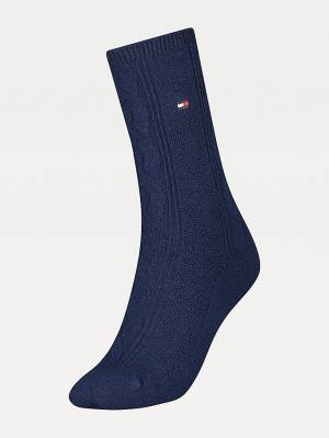 Ženske Tommy Hilfiger Cable Knit Wool Cashmere Boot Čarape Plava | TH392DOX