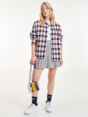 Ženske Tommy Hilfiger Check Waffle Pocket Overshirt Košulje Crveni | TH234BFR