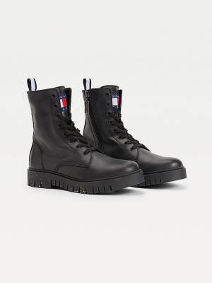 Ženske Tommy Hilfiger Chunky Cleat Lace-Up Čizme Crna | TH024NRV