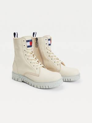 Ženske Tommy Hilfiger Chunky Cleat Lace-Up Čizme Bela | TH245RKZ