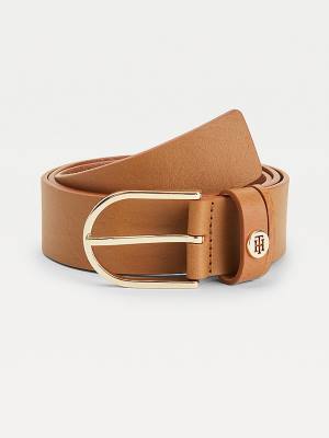 Ženske Tommy Hilfiger Classics Monogram Organic Leather Kaiševi Braon | TH578GHO