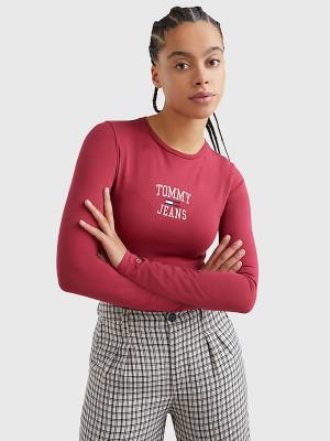 Ženske Tommy Hilfiger College Logo Long Sleeve Bodysuit Majice Crveni | TH750AYG