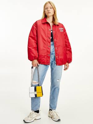 Ženske Tommy Hilfiger College Recycled Coach Jakna Crveni | TH240DGK