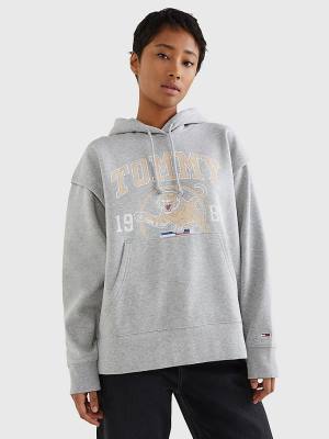 Ženske Tommy Hilfiger College Tiger Logo Relaxed Duks Hoodie Siva | TH745XFC