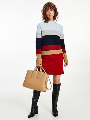 Ženske Tommy Hilfiger Colour-Blocked Mock Turtleneck Jumper Džemper Plava | TH712ULR