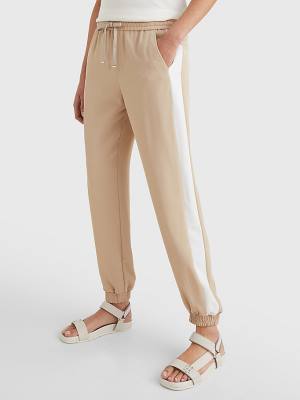 Ženske Tommy Hilfiger Colour-Blocked Relaxed Fit Joggers Pantalone Bež | TH287QWB