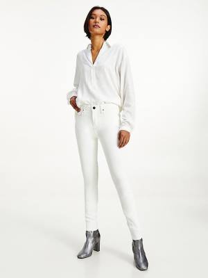 Ženske Tommy Hilfiger Como Mid Rise Skinny White TH Soft Farmerke Denim Plava | TH096LOX