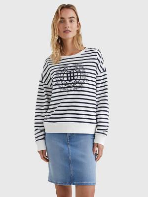 Ženske Tommy Hilfiger Crest Stripe Relaxed Duksevi Bež | TH436TGW