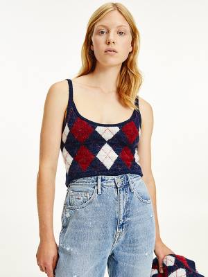 Ženske Tommy Hilfiger Cropped Argyle Cami Džemper Plava | TH572MFA