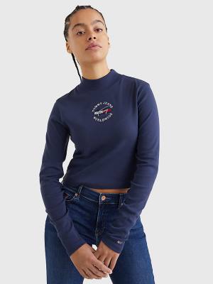 Ženske Tommy Hilfiger Cropped Fit Long Sleeve Majice Plava | TH354ENB