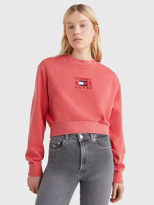 Ženske Tommy Hilfiger Cropped Logo Duksevi Crveni | TH970IGB