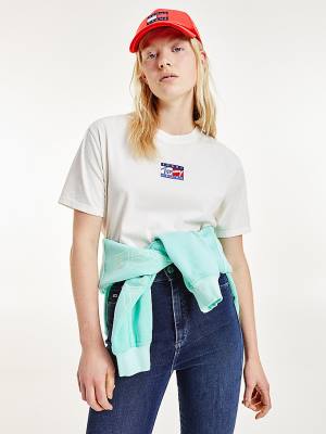 Ženske Tommy Hilfiger Cropped Pure Organic Cotton Logo Majice Bela | TH019HNR