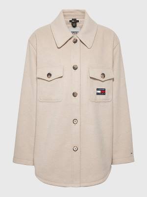 Ženske Tommy Hilfiger Curve Chest Pocket Shacket Jakna Bež | TH493NAO