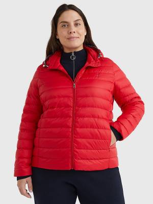 Ženske Tommy Hilfiger Curve Essential Removable Hood Down Jakna Crveni | TH905RGY