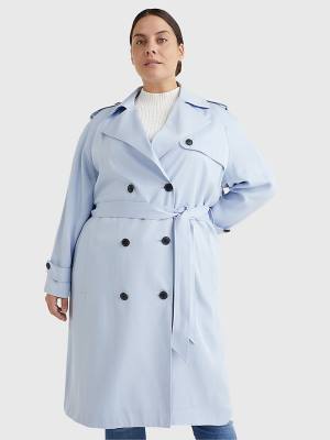 Ženske Tommy Hilfiger Curve Lyocell Trench Kaputi Plava | TH423GDJ