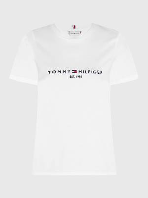 Ženske Tommy Hilfiger Curve Organic Cotton Logo Majice Bela | TH510LSV