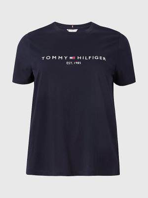 Ženske Tommy Hilfiger Curve Organic Cotton Logo Majice Plava | TH943KRP