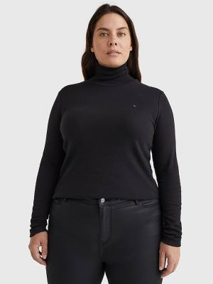 Ženske Tommy Hilfiger Curve Roll Neck Skinny Fit Jumper Majice Crna | TH692JAB