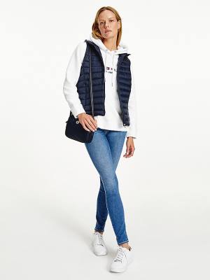 Ženske Tommy Hilfiger Down-Filled Quilted Vest Kaputi Plava | TH502HXK