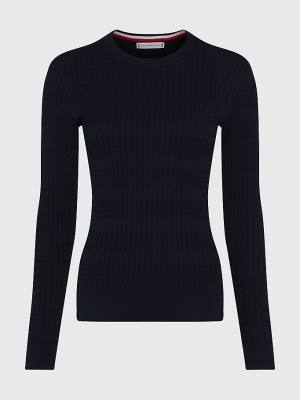 Ženske Tommy Hilfiger Essential Cable Knit Jumper Džemper Plava | TH398QIX