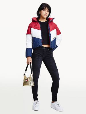 Ženske Tommy Hilfiger Essential Down Chevron Puffer Jakna Crveni | TH435BZU