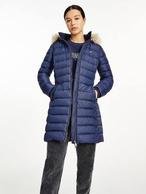 Ženske Tommy Hilfiger Essential Hooded Down Coat Jakna Plava | TH372RHL