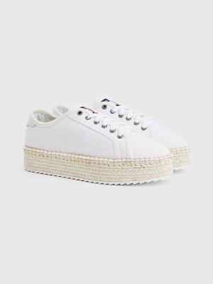 Ženske Tommy Hilfiger Essential Lace-Up Flatform Espadrilles Mokasine Bela | TH407QIA