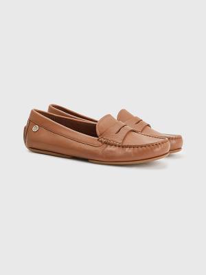 Ženske Tommy Hilfiger Essential Leather Moccasins Mokasine Braon | TH409GYL