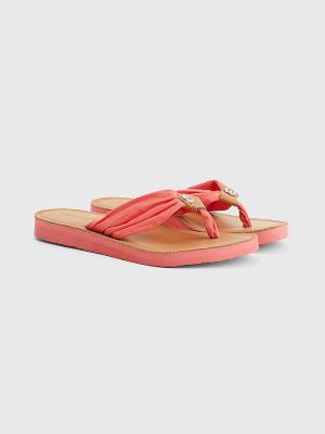 Ženske Tommy Hilfiger Essential Leather Footbed Flip-Flops Sandale Crveni | TH814AHM