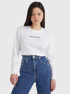 Ženske Tommy Hilfiger Essential Long Sleeve Majice Bela | TH079NOM