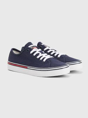 Ženske Tommy Hilfiger Essential Low-Top Canvas Patike Plava | TH763PDV