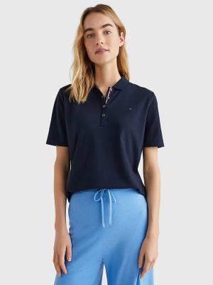 Ženske Tommy Hilfiger Essential Placket Detail Polo Majice Plava | TH697XFJ