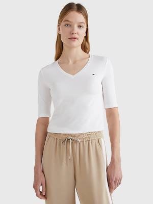 Ženske Tommy Hilfiger Essentials Slim Fit Half Sleeve Majice Bela | TH019DVC