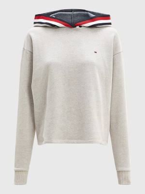 Ženske Tommy Hilfiger Exclusive Cropped Duks Hoodie Bež | TH830PDW