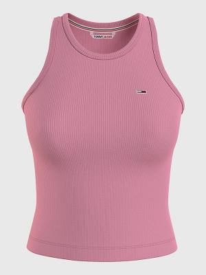 Ženske Tommy Hilfiger Feminine Ribbed Tank Top Majice Roza | TH276LZK