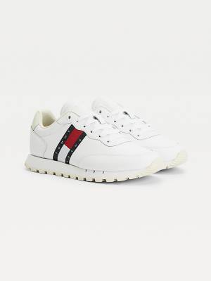 Ženske Tommy Hilfiger Flag Leather Patike Bela | TH268XVD