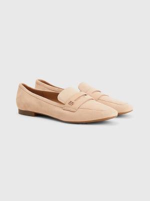 Ženske Tommy Hilfiger Flat Suede Mokasine Bež | TH134YRF