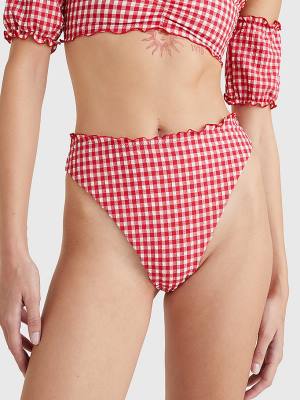 Ženske Tommy Hilfiger Gingham Cheeky Fit Bikini Bottoms Kupaći Kostimi Crveni | TH478RPS