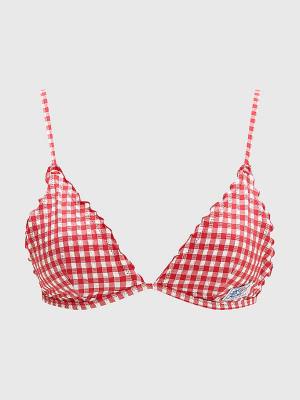 Ženske Tommy Hilfiger Gingham Frilled Triangle Padded Bikini Top Kupaći Kostimi Crveni | TH049ECT