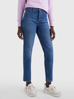 Ženske Tommy Hilfiger Gramercy Mom High Rise Tapered Faded Farmerke Denim Plava | TH352VPD