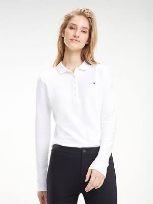 Ženske Tommy Hilfiger Heritage Long Sleeve Shirt Polo Majice Bela | TH725JOY