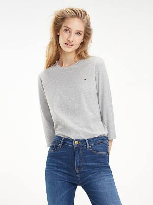 Ženske Tommy Hilfiger Heritage Three-Quarter Crew Neck Majice Siva | TH723RCX