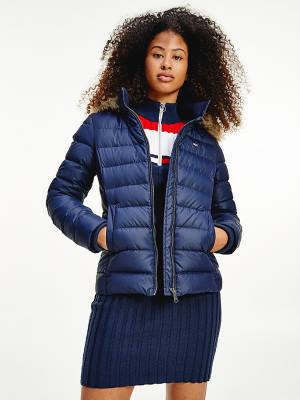 Ženske Tommy Hilfiger Hooded Down Jakna Plava | TH093FPI