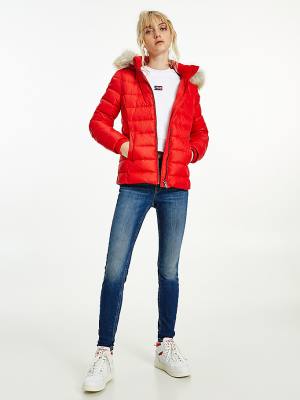 Ženske Tommy Hilfiger Hooded Down Jakna Crveni | TH396DMB