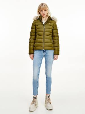 Ženske Tommy Hilfiger Hooded Down Jakna Zeleno | TH756HBA