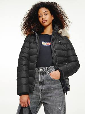 Ženske Tommy Hilfiger Hooded Down Jakna Crna | TH957IGD