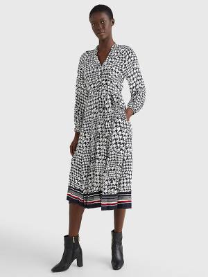 Ženske Tommy Hilfiger Houndstooth Relaxed Fit Midi Haljine Plava | TH867TDL