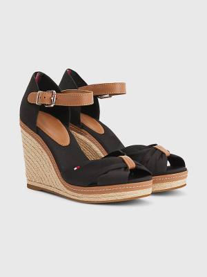 Ženske Tommy Hilfiger Iconic High Wedge Espadrille Sandale Crna | TH816YFT