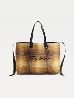 Ženske Tommy Hilfiger Iconic Shadow Check Tote Torbe Žuta | TH802ZOA